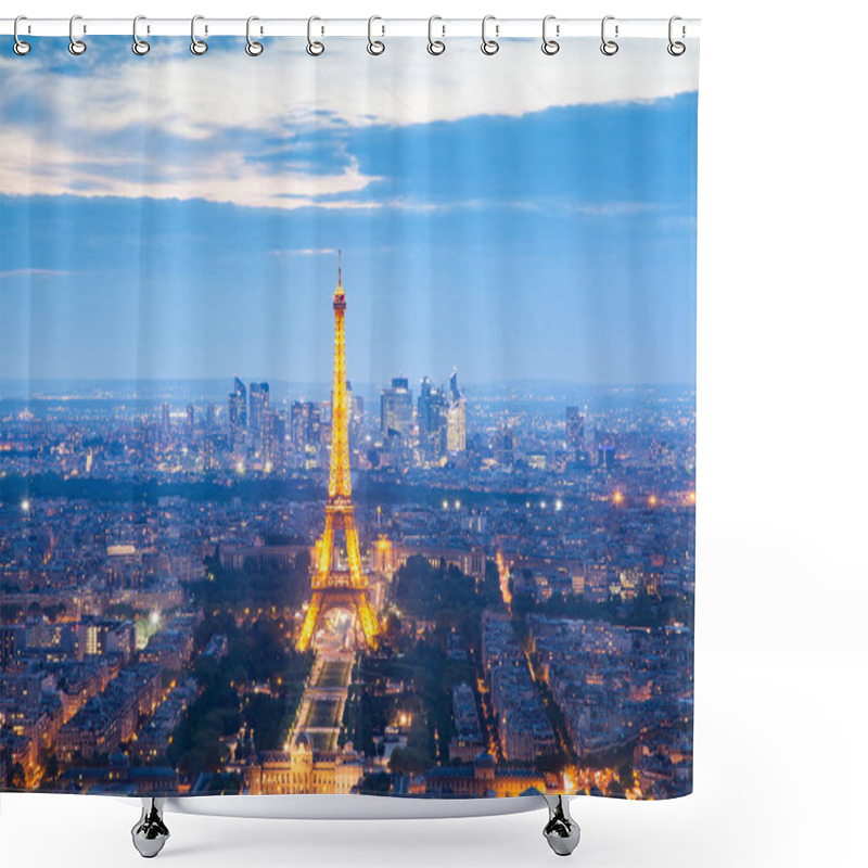 Personality  PARIS, FRANCE - MAY 6, 2018: Aerial View Of Eiffel Tower And Par Shower Curtains