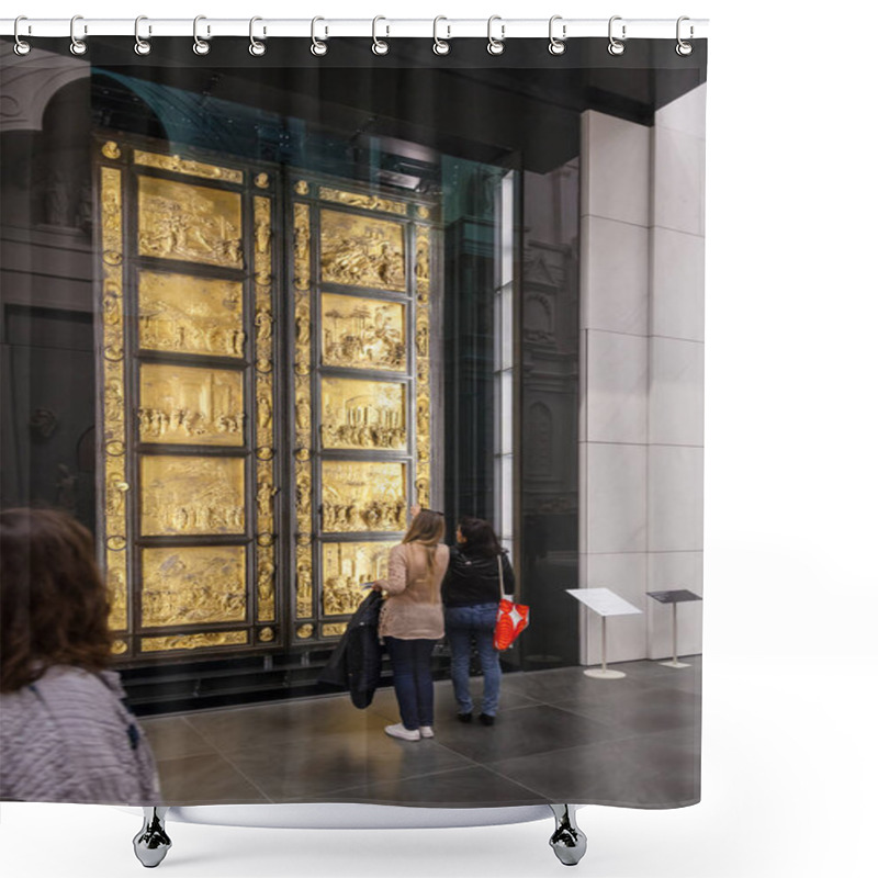 Personality  Tourist Near Original Gates Of Duomo Cathedral Shower Curtains