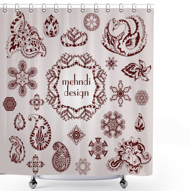 Personality  Henna Tattoo Doodle Vector Elements Shower Curtains