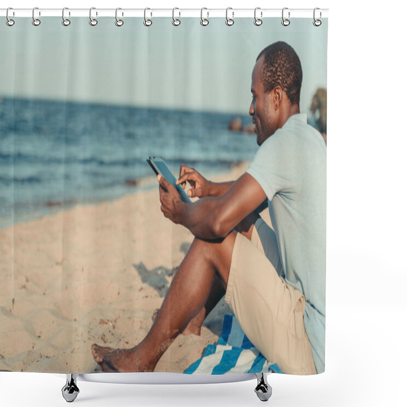 Personality  African American Man With Digital Tablet Shower Curtains