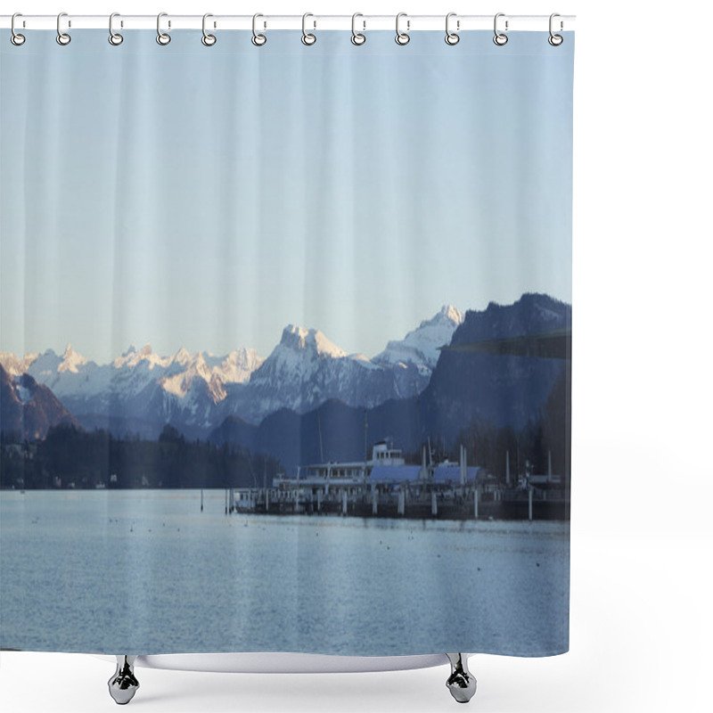 Personality  Amazing Peaceful View On The Lake And Mountains In Swiss Alps In Shower Curtains