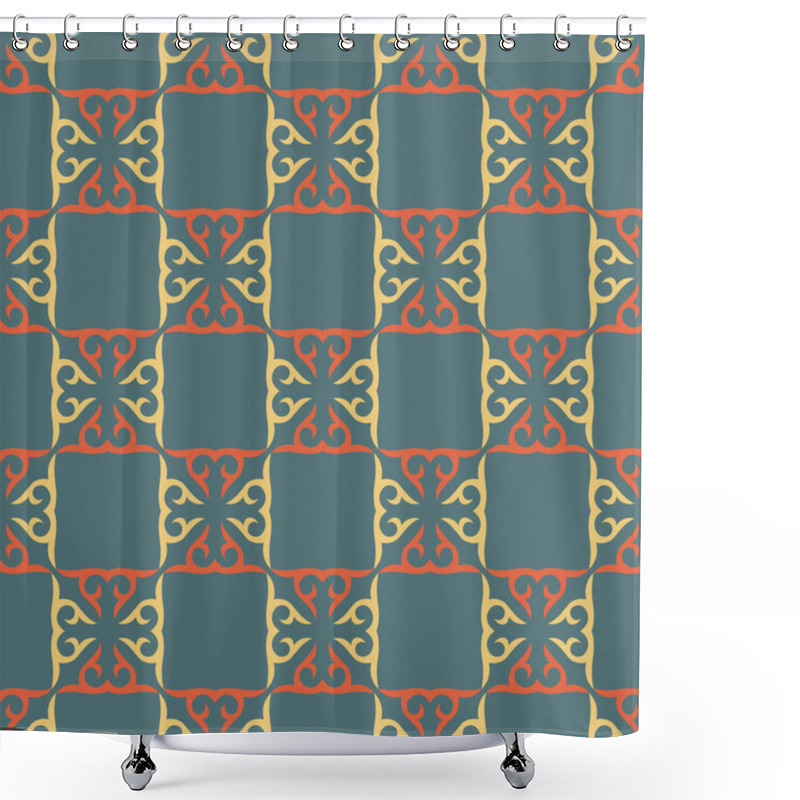 Personality  Decorative Seamless Pattern With Ethnic Element. Kyrgyz And Kazakh, Uzbek, Tatar, Yakut Ornaments. Texture For Background, Wallpaper, Holiday, Fabrics, Gift Wrapping, Home Textile. Vector. Shower Curtains