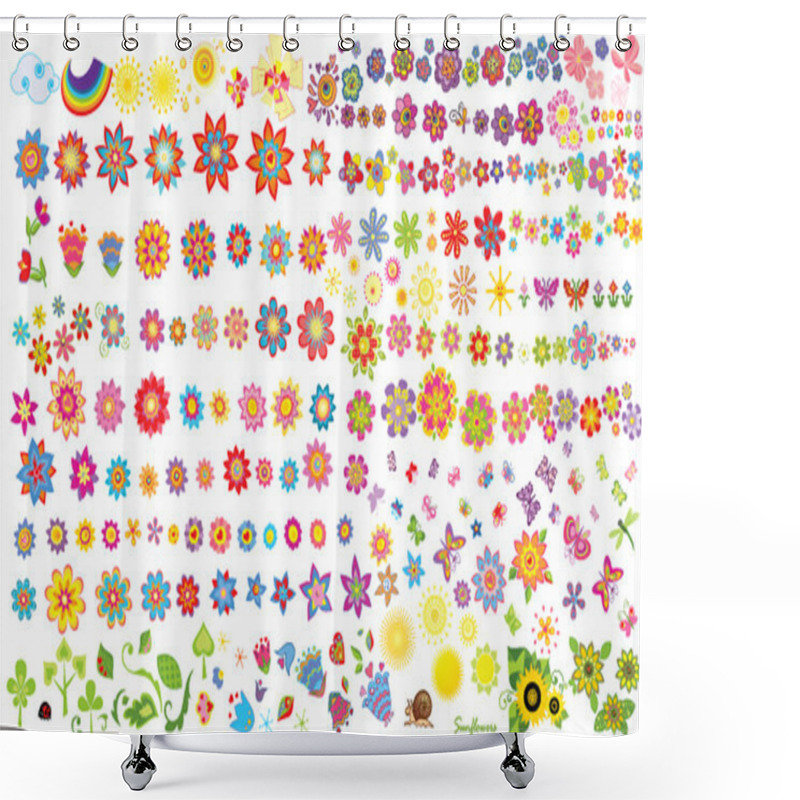 Personality  Summer Flowers, Sun And Butterflies Shower Curtains