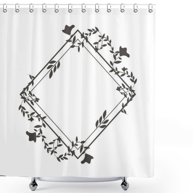 Personality  Floral Frame Rhombus Design Isolated Shower Curtains