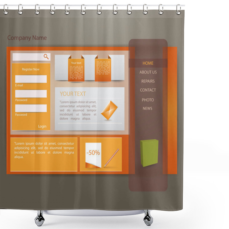 Personality  Orange Website Creative Template Shower Curtains