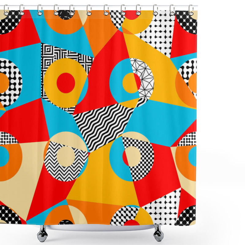 Personality  Geometric Abstract Pattern Retro Style. Seamless Vector Pattern. Vector Image. Shower Curtains