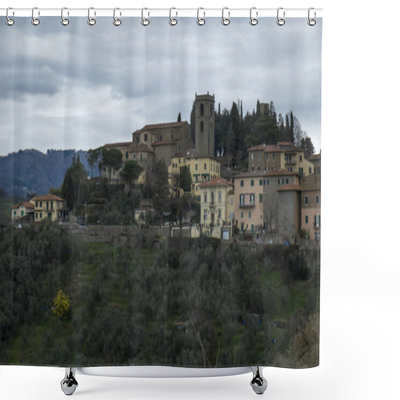 Personality  View Of Montecatini Alto Medieval City, Italy Shower Curtains