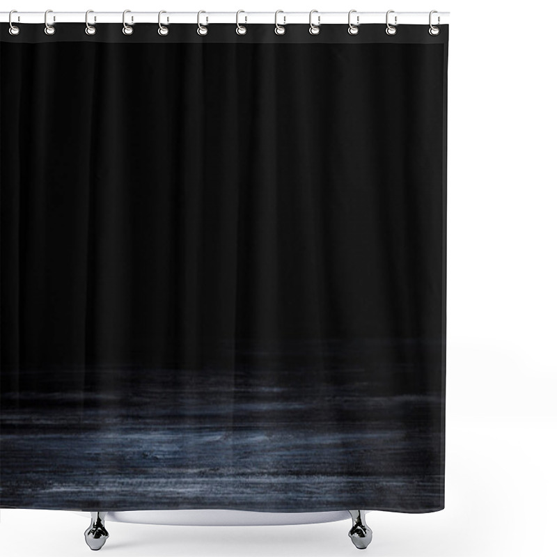 Personality  Dark Grey Striped Wooden Surface On Black Shower Curtains