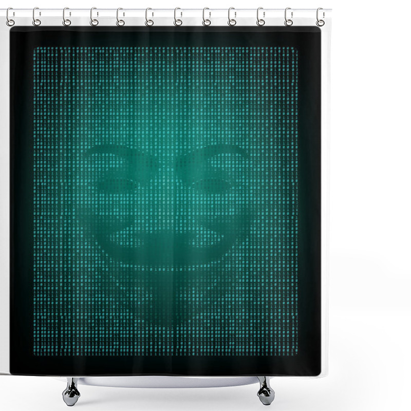 Personality  Green Digital Smiling Face Shower Curtains