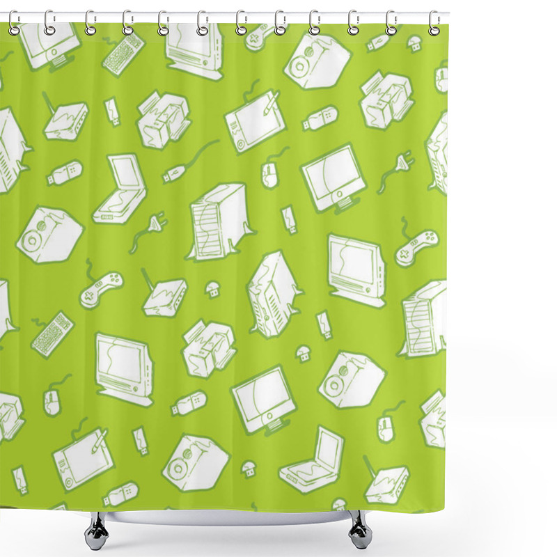 Personality  Seamless Doodle - Computer Stuff Shower Curtains