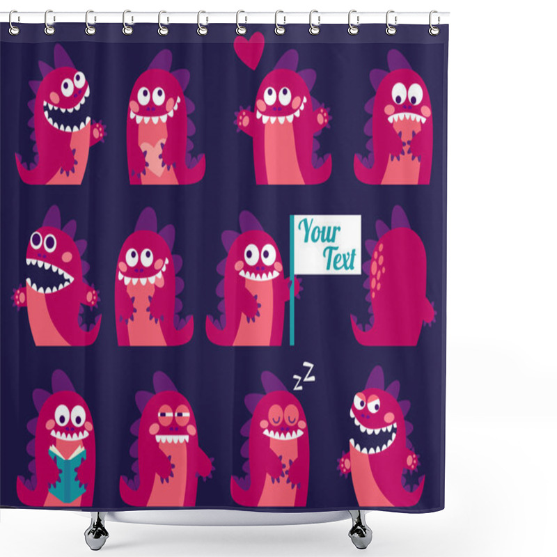 Personality  Set Of Cartoon Monsters Shower Curtains