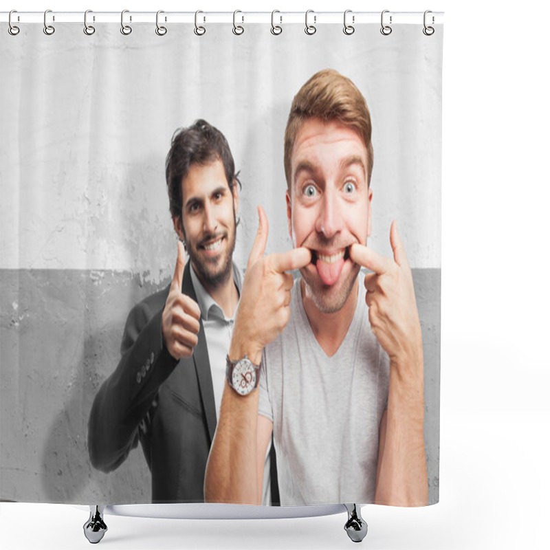 Personality  Blond Man Joking Shower Curtains