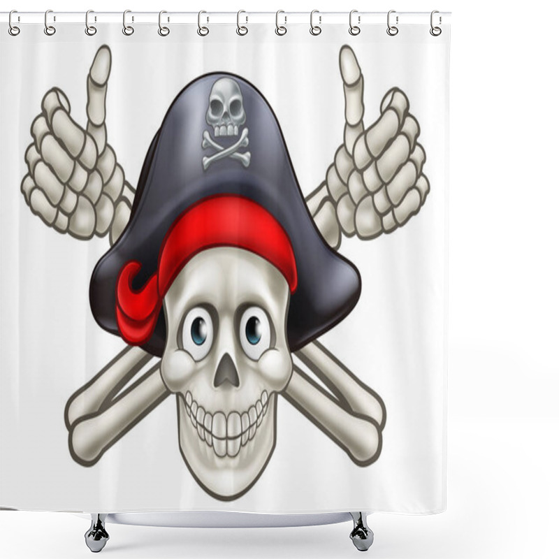 Personality  Pirate Skull And Crossbones Jolly Roger Giving A Thumbs Up Shower Curtains