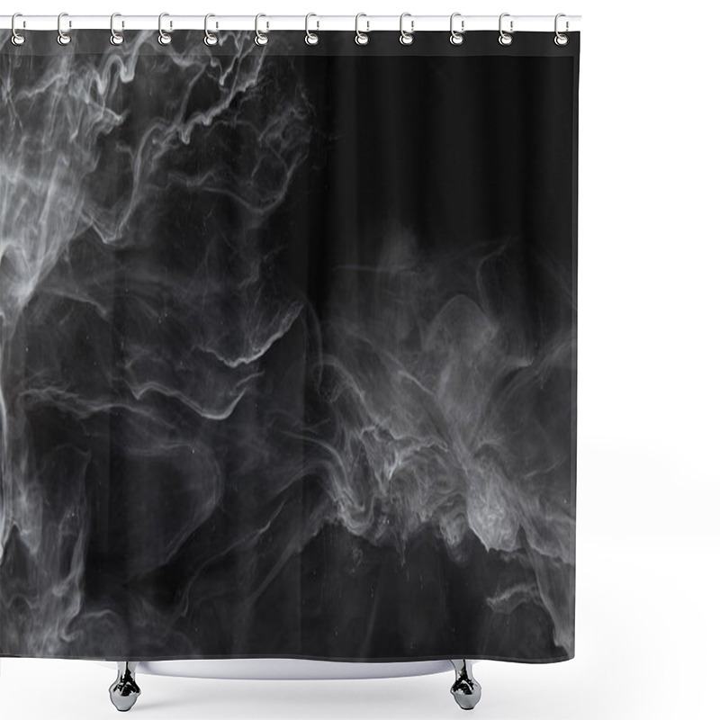 Personality  Abstract Swirls Of Grey Paint On Black Background Shower Curtains