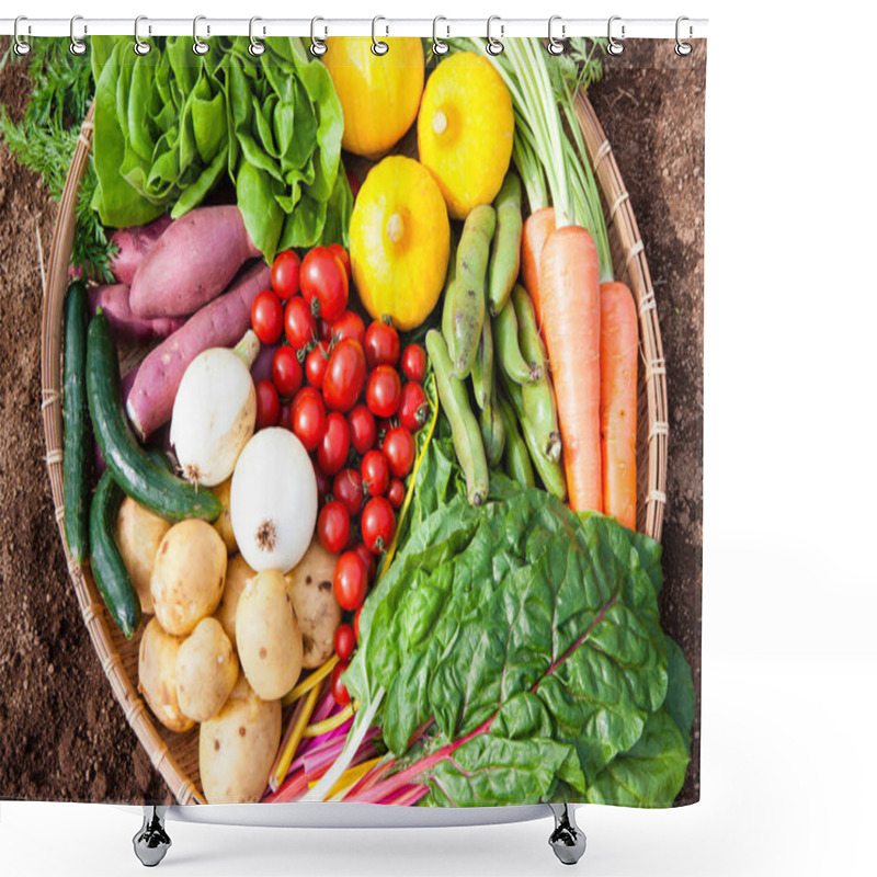 Personality  Fresh Vegetables On The Wooden Surface Shower Curtains