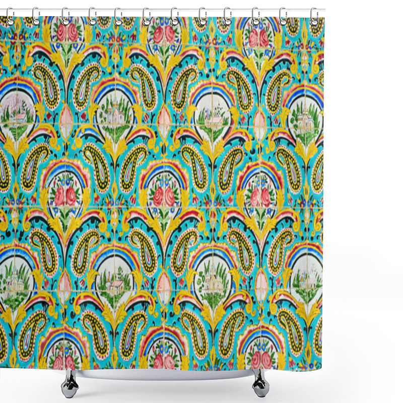 Personality  Elements Of Persian Pattern Of Golestan Wall, Tehran Shower Curtains