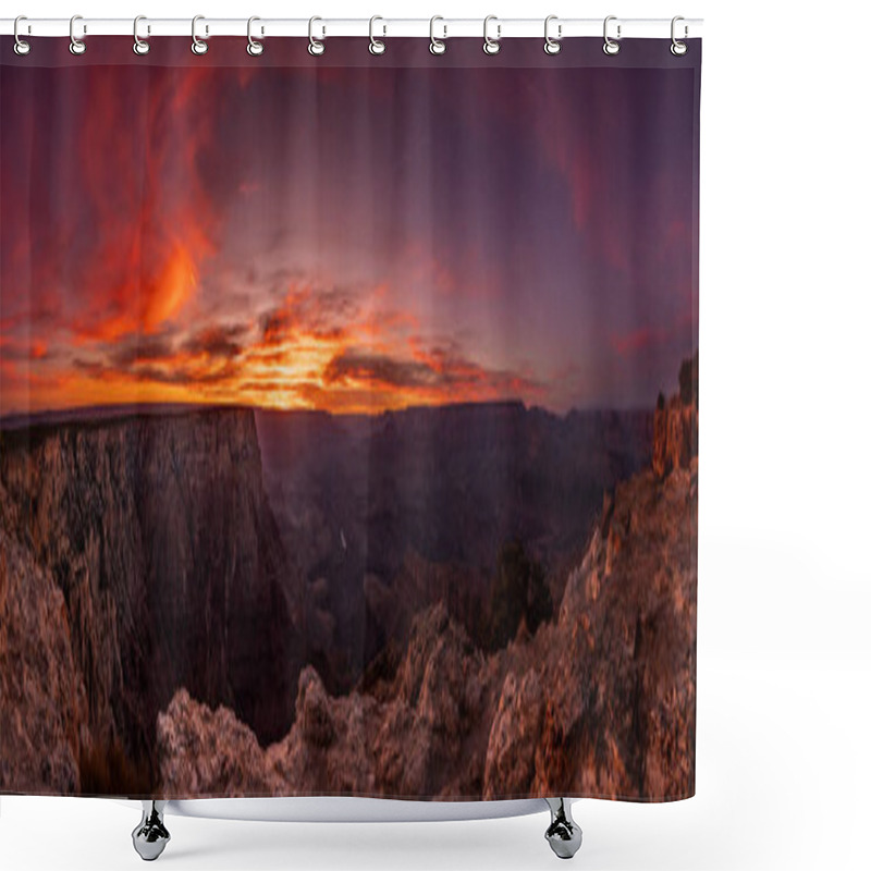 Personality  Dramatic Panorama Of Sunset From Lipan Point In The Grand Canyon Shower Curtains