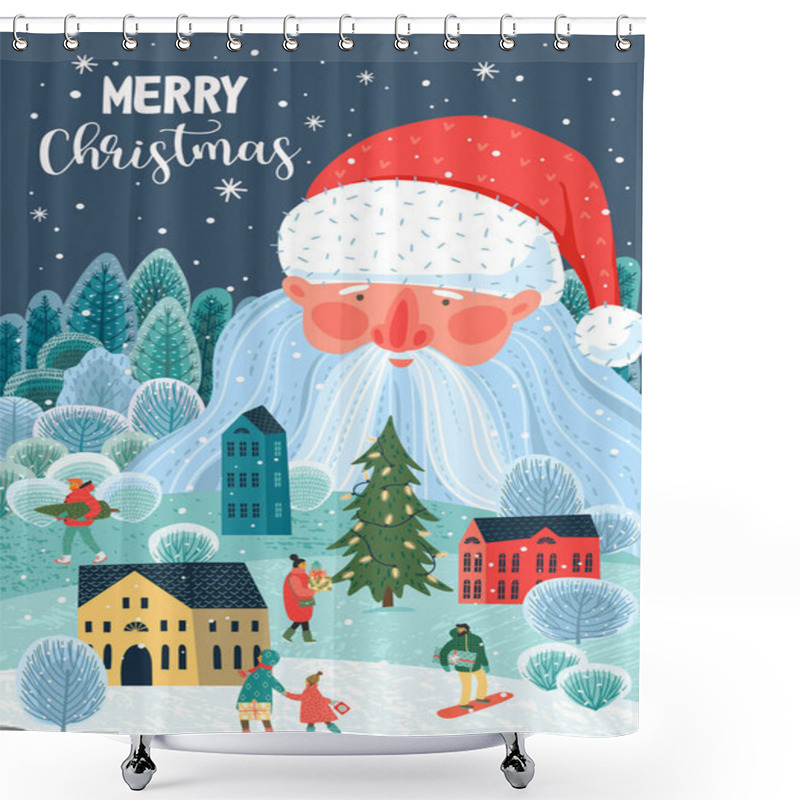 Personality  Christmas And Happy New Year Illustration. Vector Design Template. Shower Curtains