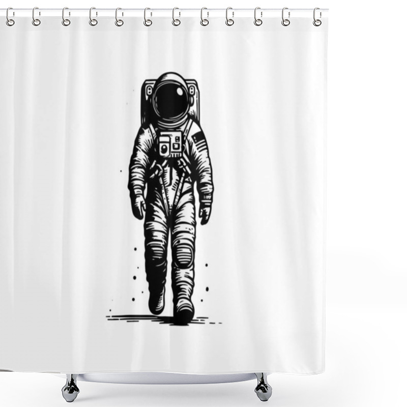 Personality  Astronaut Hand Drawn Illustration Vector Graphic Asset Shower Curtains