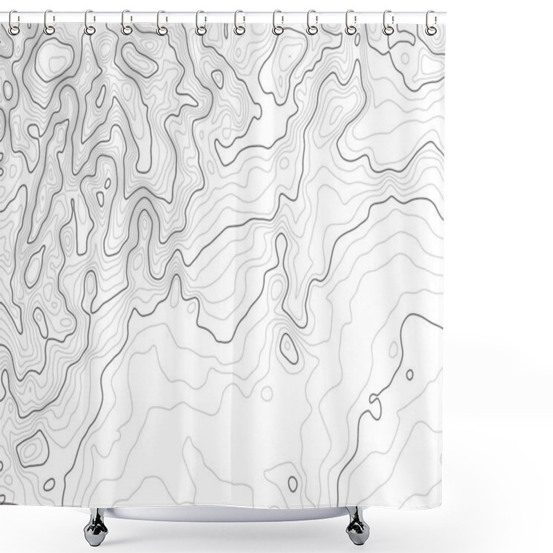 Personality  Contour Topo Map In Black/white  Shower Curtains