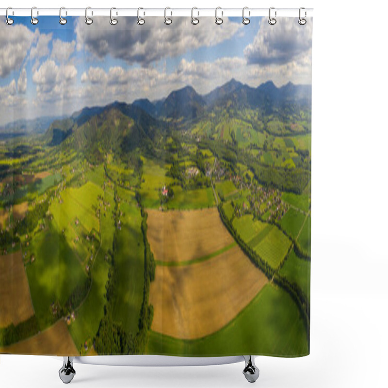 Personality  Lysa Hora Panorama Of Beautiful Countryside Of Czech. Sunny Afternoon. Wonderful Springtime Landscape In Mountains. Grassy Field And Rolling Hills. Rural Scenery Czech Beskydy Shower Curtains