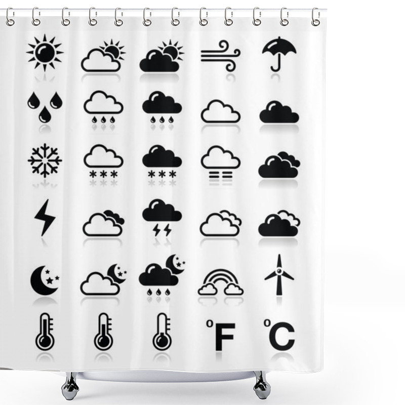 Personality  Weather Icons Set - Vector Shower Curtains