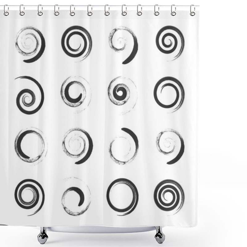 Personality  Abstract Spiral Swirl Design Elements With Brush Stroke Effect. Vector Art. Shower Curtains