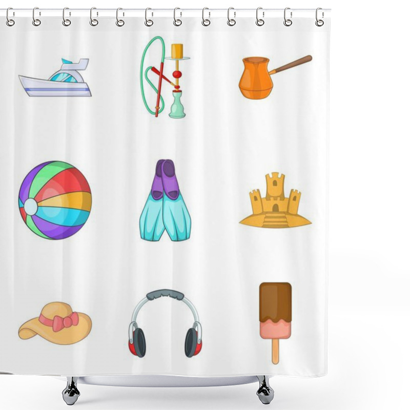 Personality  Boat Icons Set, Cartoon Style Shower Curtains