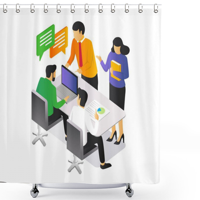 Personality  The Team Is Having Discussions And Having A Meeting To Discuss Business Shower Curtains