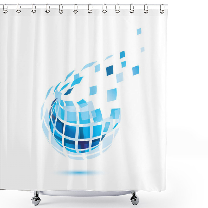 Personality  Abstract Globe Icon, Business And Comunication Concept Shower Curtains