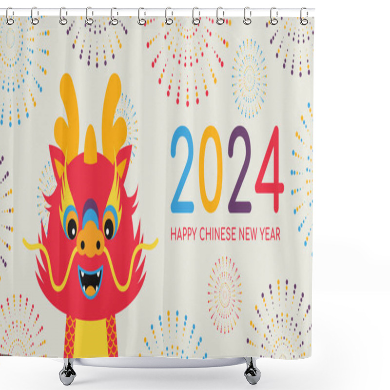 Personality  The Chinese New Year 2024 - The Year Of The Dragon. Happy Chinese New Year 2024. Lunar New Year Background, Banner. Shower Curtains