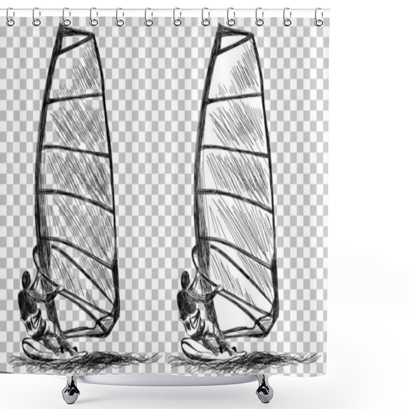 Personality  Windsurfing Sketch Shower Curtains