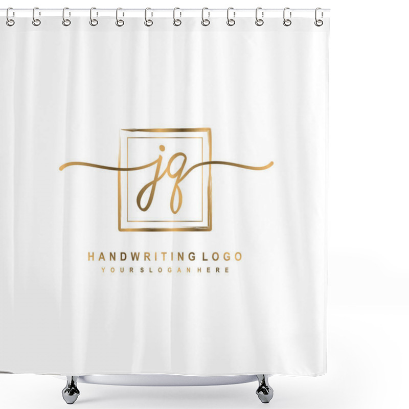 Personality  JQ Beauty Vector Initial Logo, Handwriting Logo Of Initial Signature, Wedding, Fashion Shower Curtains