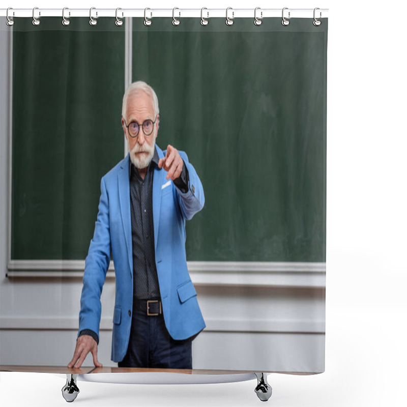 Personality  Senior Lecturer Pointing On Something In Lecture Room Shower Curtains