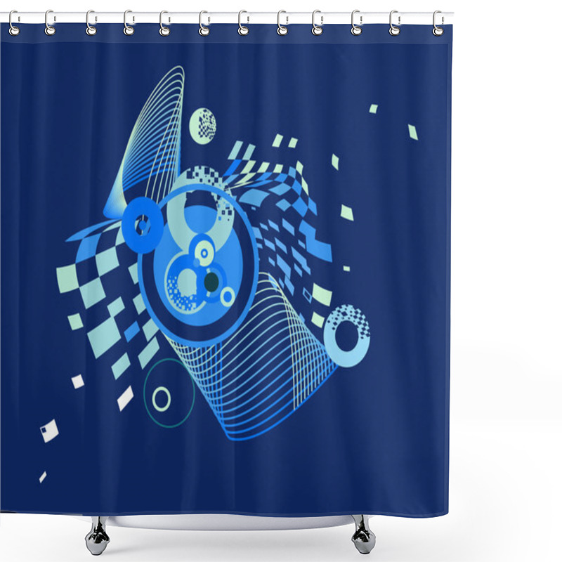 Personality  Dark Blue Abstract Image With The Circles Shower Curtains