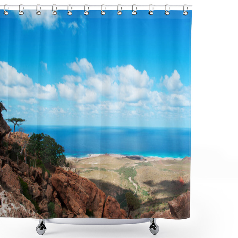 Personality  Socotra, Yemen, Middle East: The Breathtaking View Of The Arabian Sea Seen From The Heart Of The Dragon Blood Trees Forest Within The Protected Area Of The Homhil Plateau On The Island Of Socotra, Unesco World Heritage Site  Shower Curtains