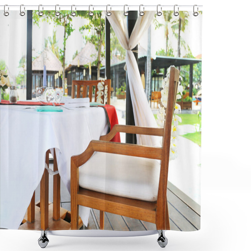 Personality  A Romantic Dinner On A Tropical Island Shower Curtains