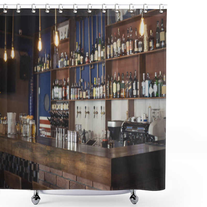 Personality  Cozy Image Of Empty Wooden Bar Or Pub Shower Curtains