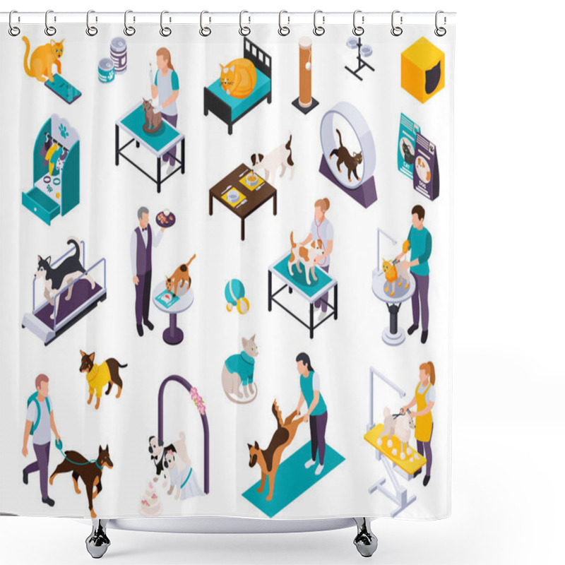 Personality  Pet Services Isometric  Set   Shower Curtains