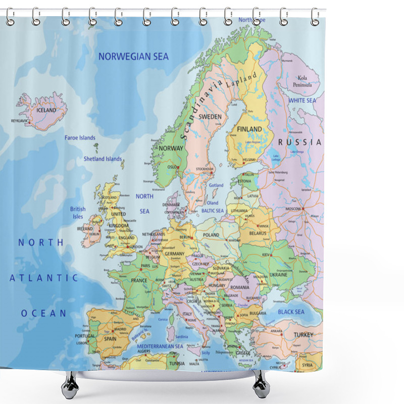 Personality  Europe Political Map Shower Curtains