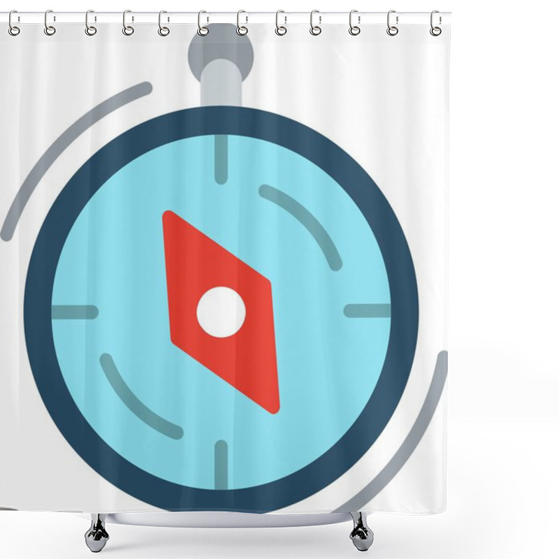 Personality  Compass Flat Vector Icon Design Shower Curtains