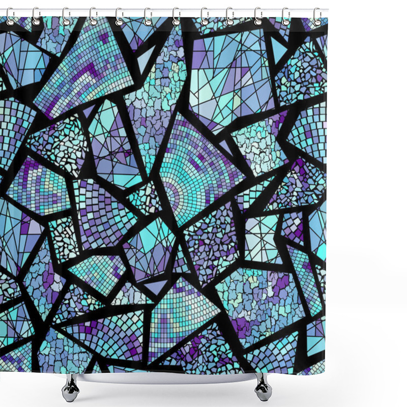 Personality  Seamless Mosaic Art Pattern. Abstract Art Background.. Vector Image. Shower Curtains