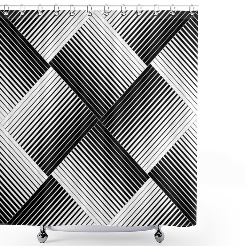 Personality  Black And White Geometric Seamless Pattern With Line. Shower Curtains