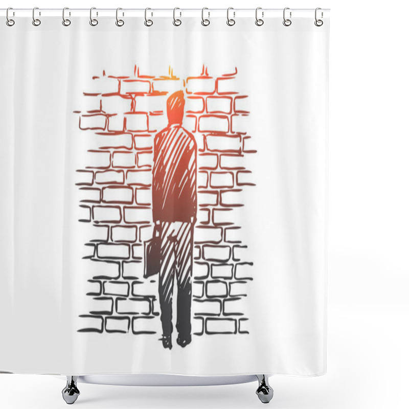 Personality  Dead-end, Problem, Impasse, Ponder Concept. Hand Drawn Isolated Vector. Shower Curtains