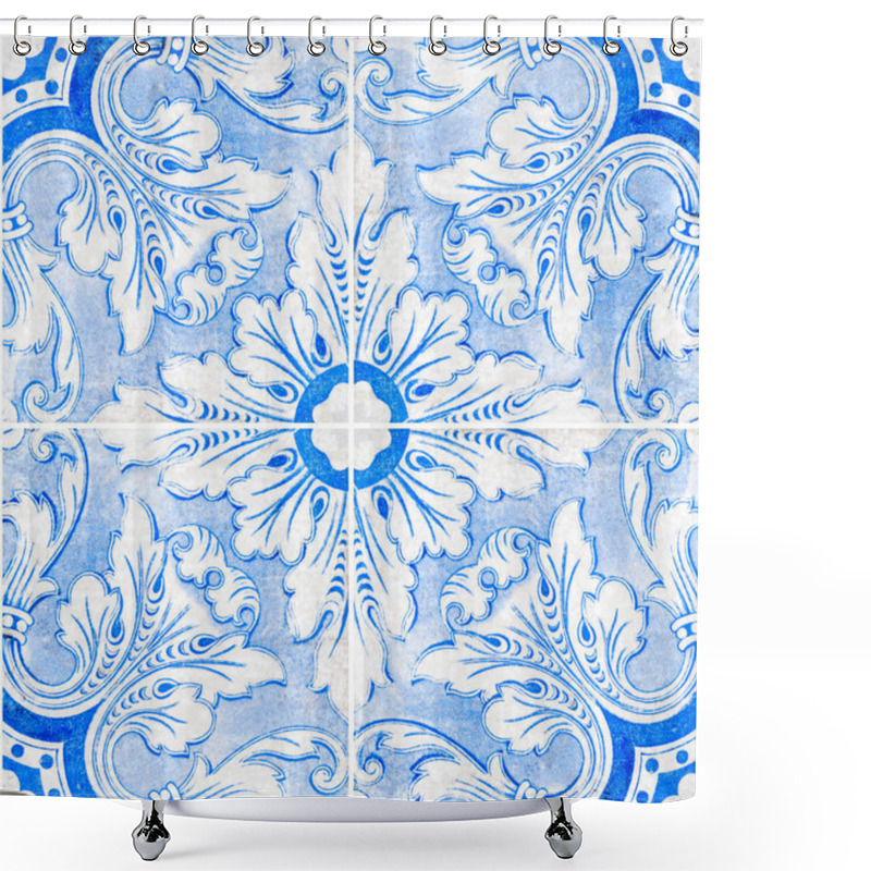 Personality  Traditional Portuguese Glazed Tiles Shower Curtains