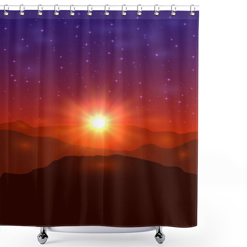 Personality  Landscape With Sunrise In Mountains Shower Curtains