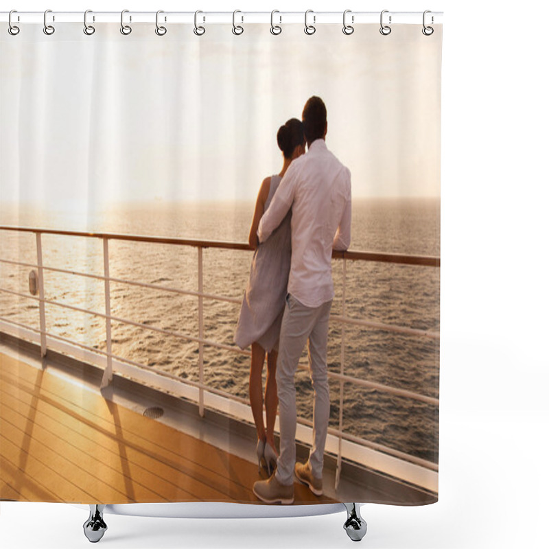 Personality  Couple Standing On Ship Deck Shower Curtains