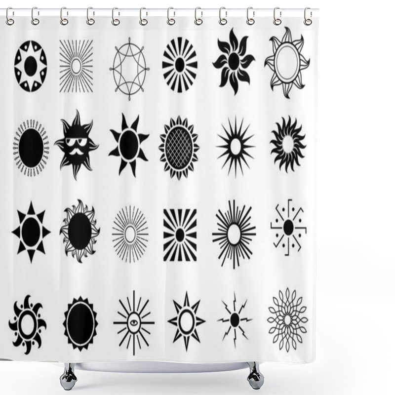 Personality  Set Of Sun Icons Shower Curtains