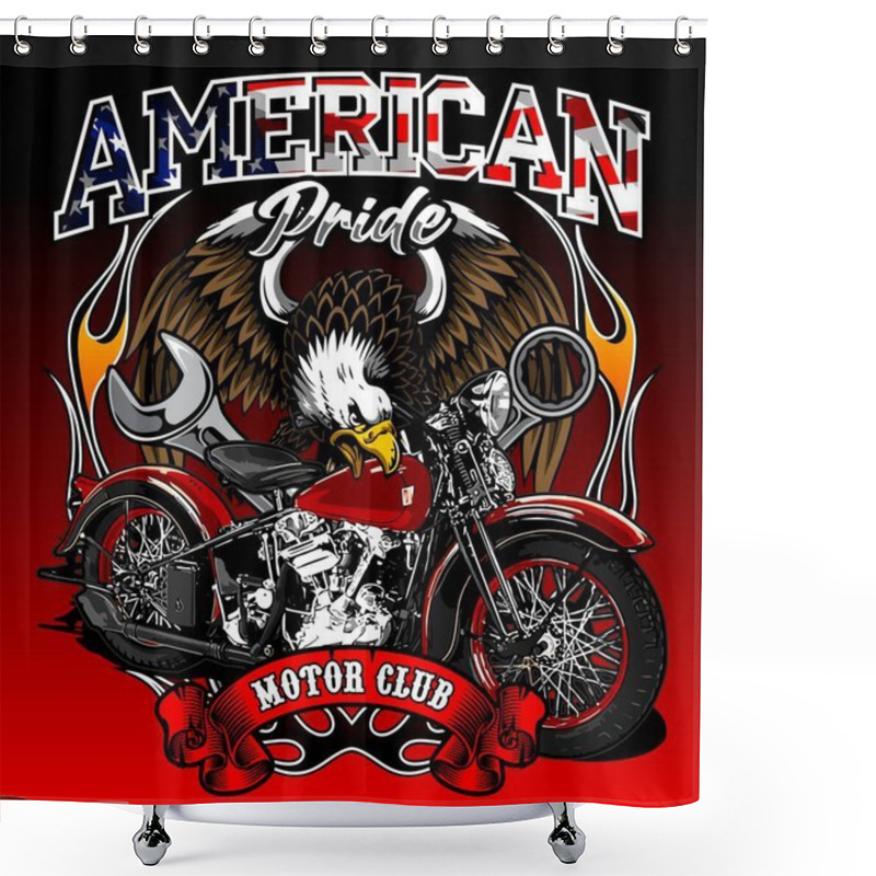 Personality  Eagle And Motor Cruiser Vector Template Shower Curtains