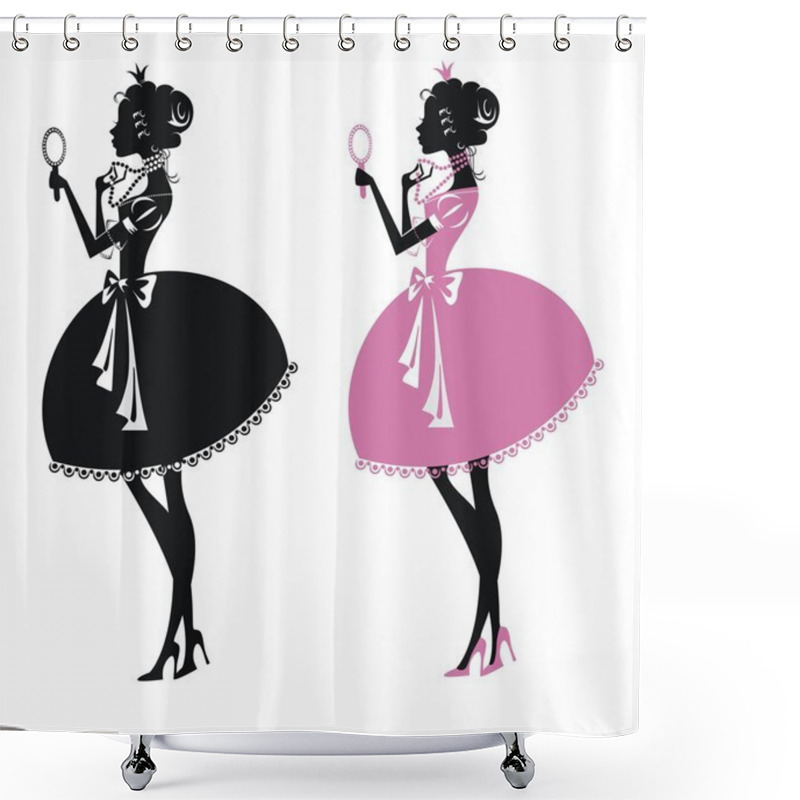 Personality  Two Silhouettes Beautiful Princesses Shower Curtains